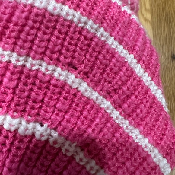 LOFT Vibrant Pink and White Striped Cardigan Small - Picture 7 of 9